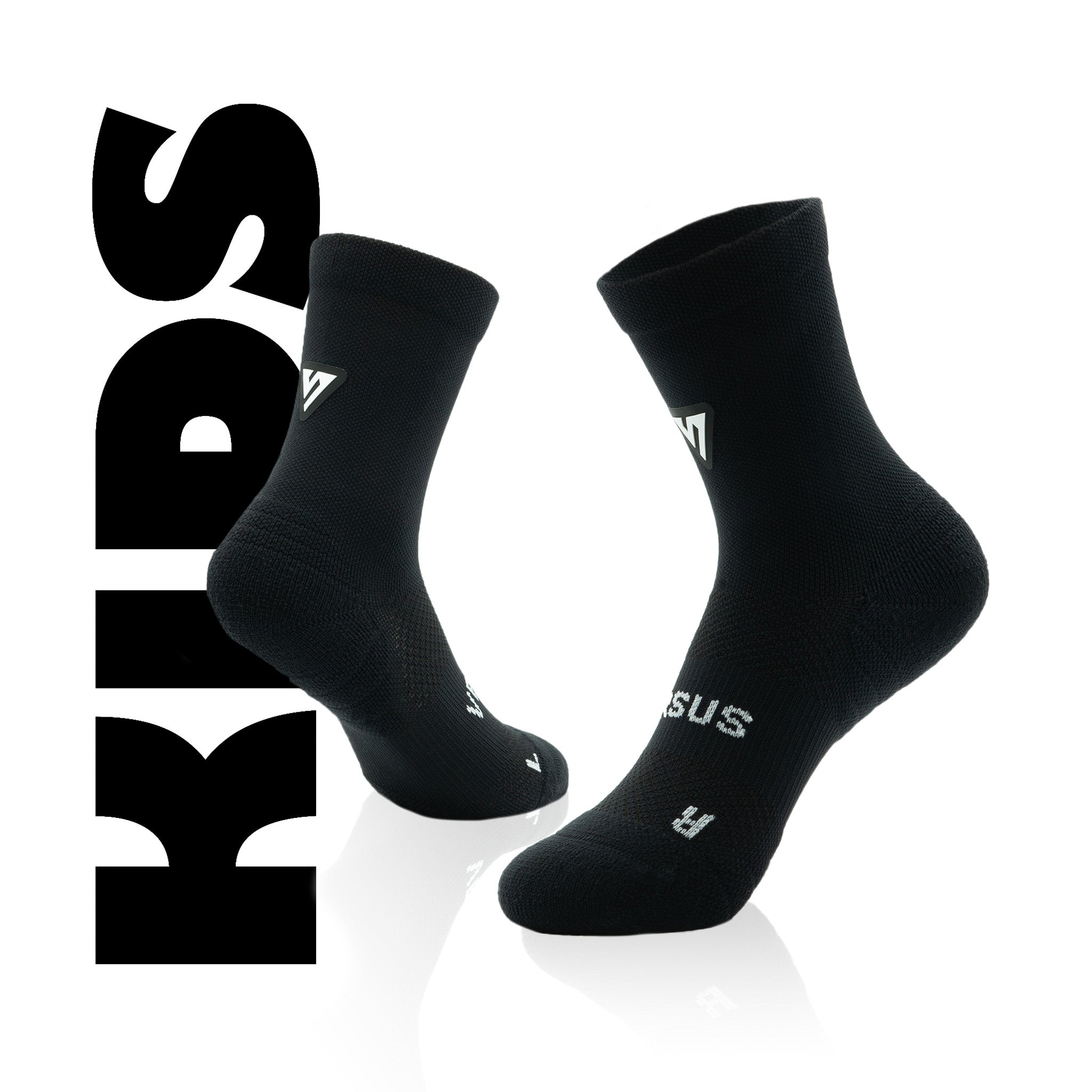 Classic Black KIDS Active Crew Tab Socks