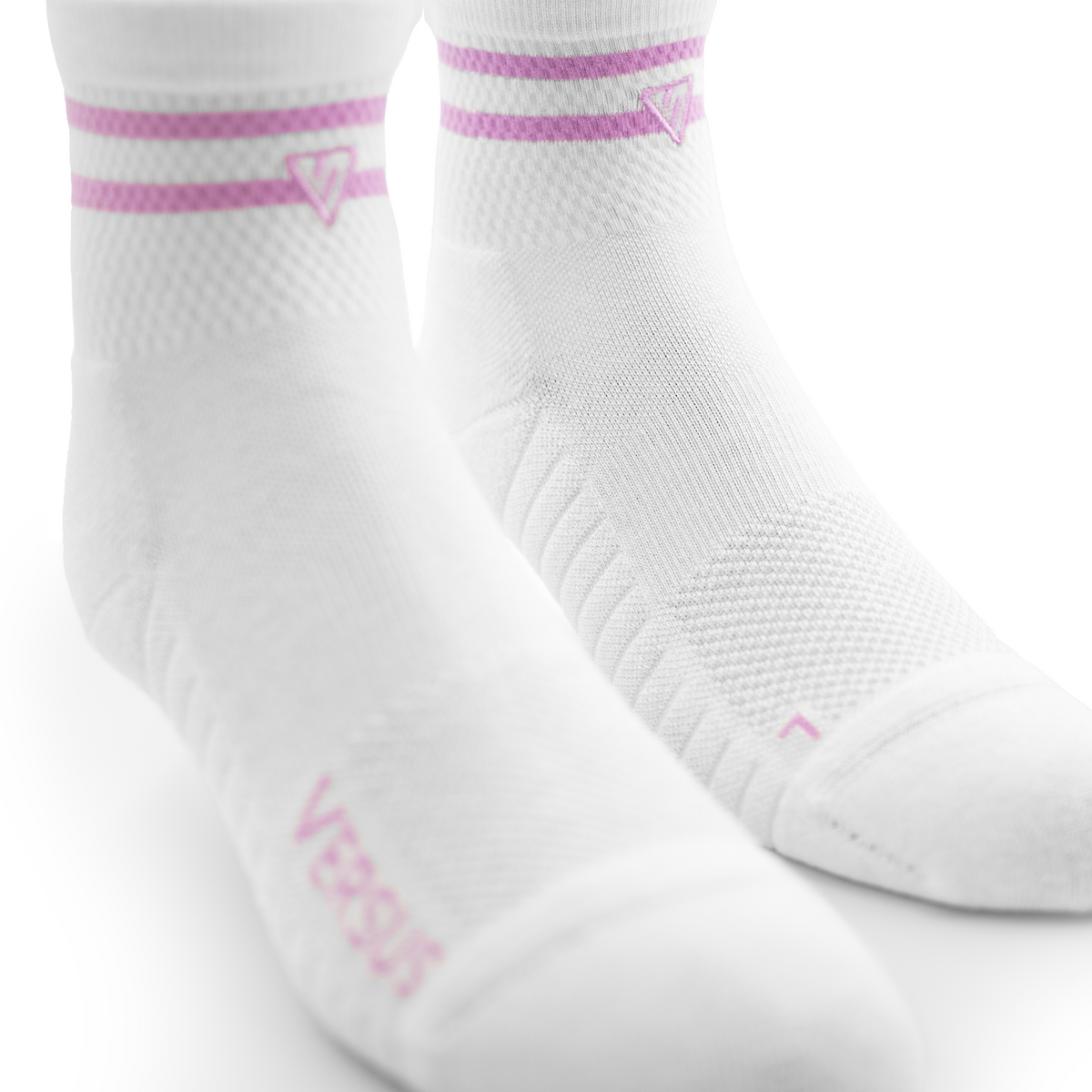 White & Pink Lifestyle Quarter Socks