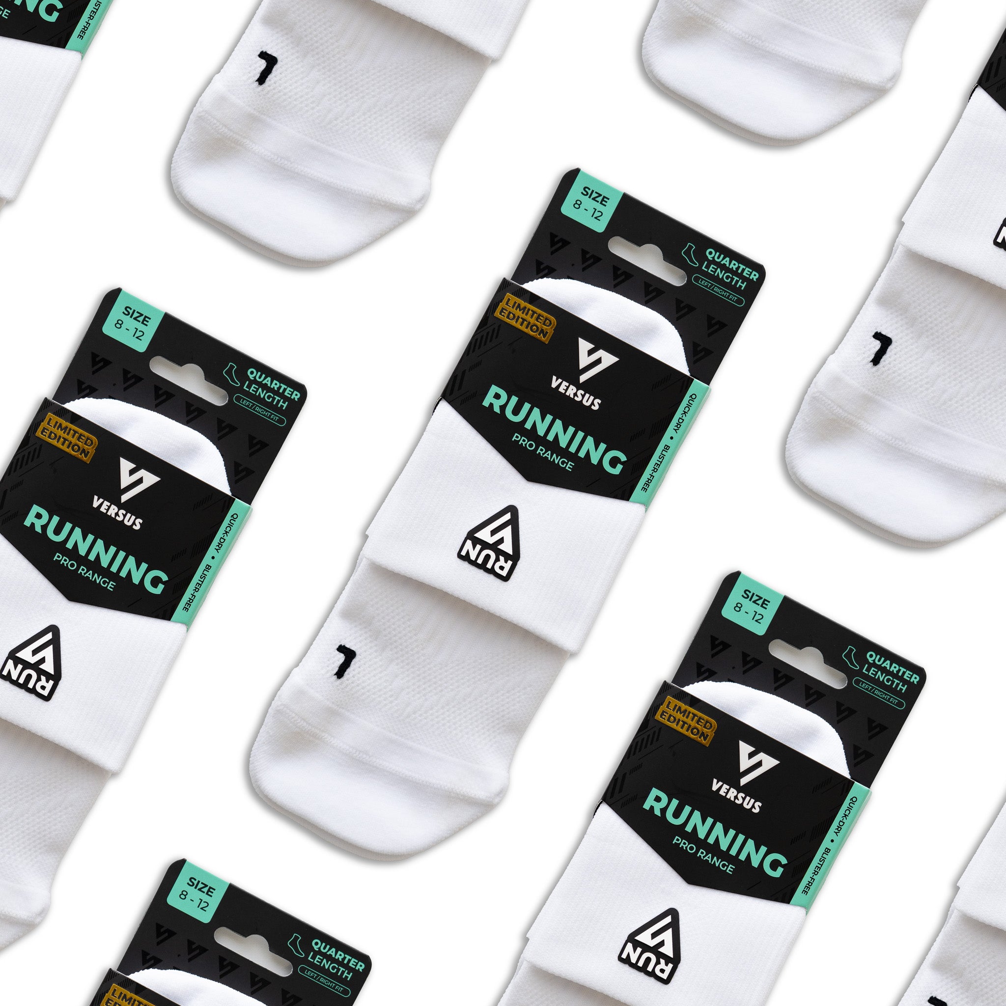 White RUN Running Quarter Socks