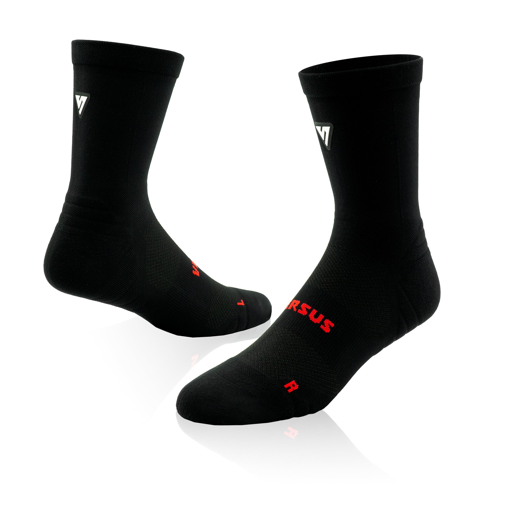Classic Black Active Crew Tab Red Socks