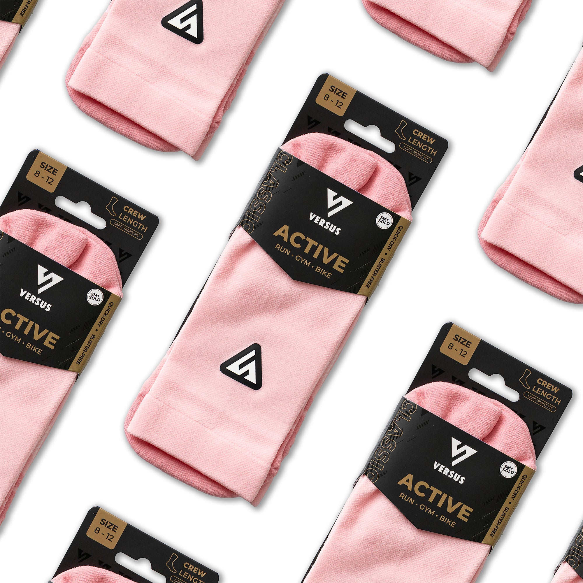Classic Pastel Pink Active Crew Tab Socks