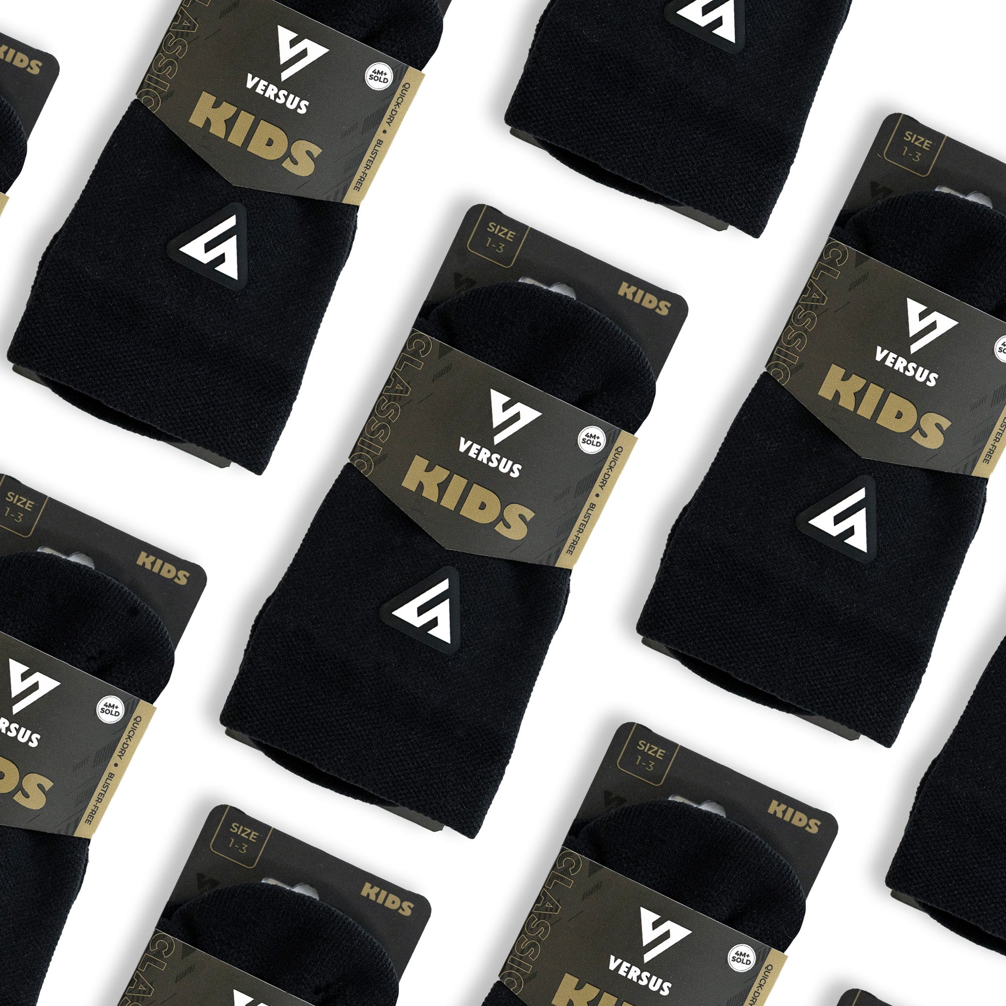 Classic Black KIDS Active Crew Tab Socks
