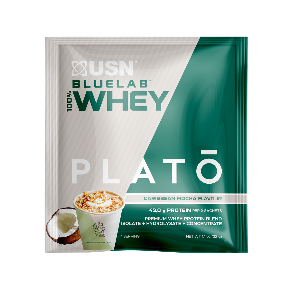 USN Bluelab 100% Whey Plato Caribbean Mocha Sachet