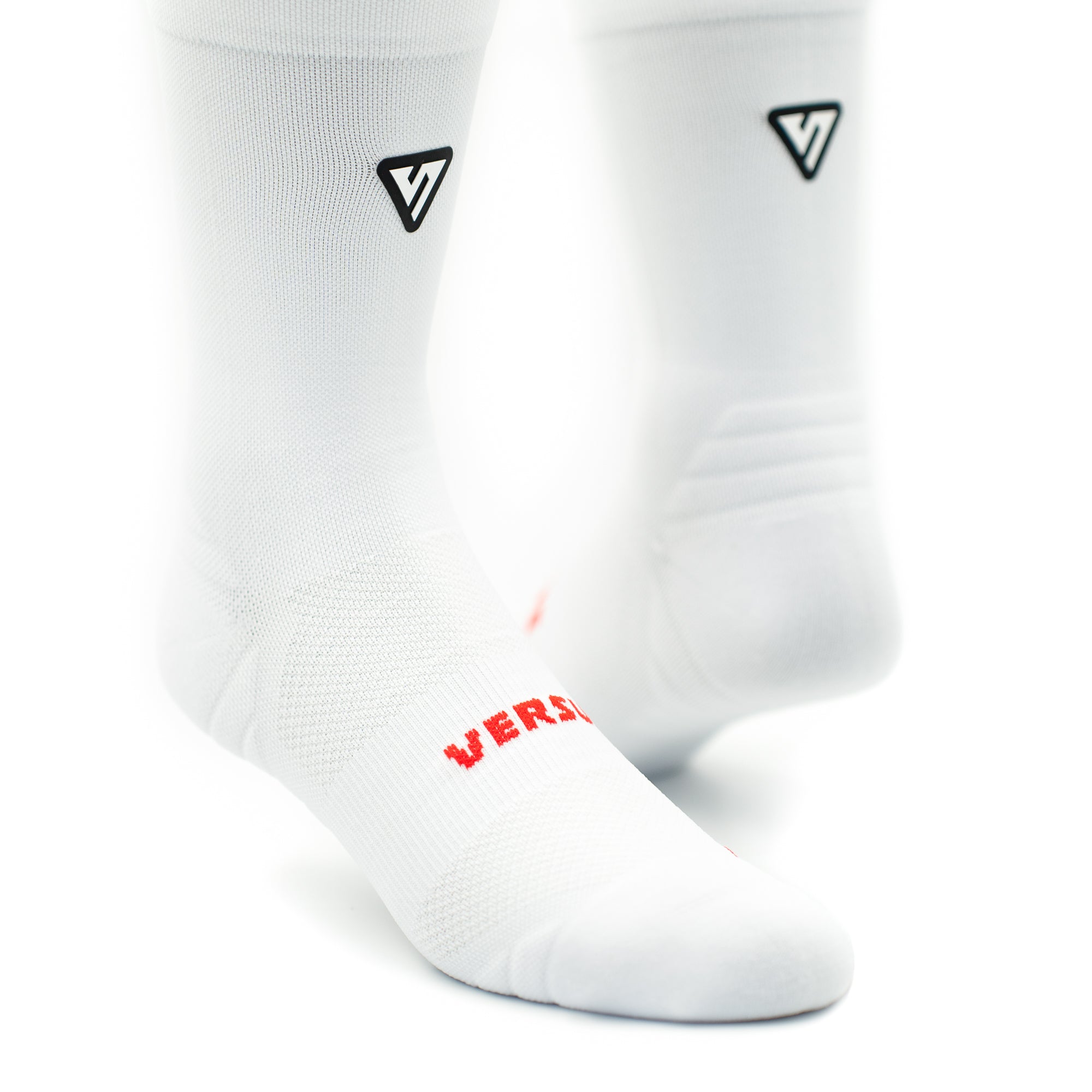 Classic White Active Crew Tab Red Socks