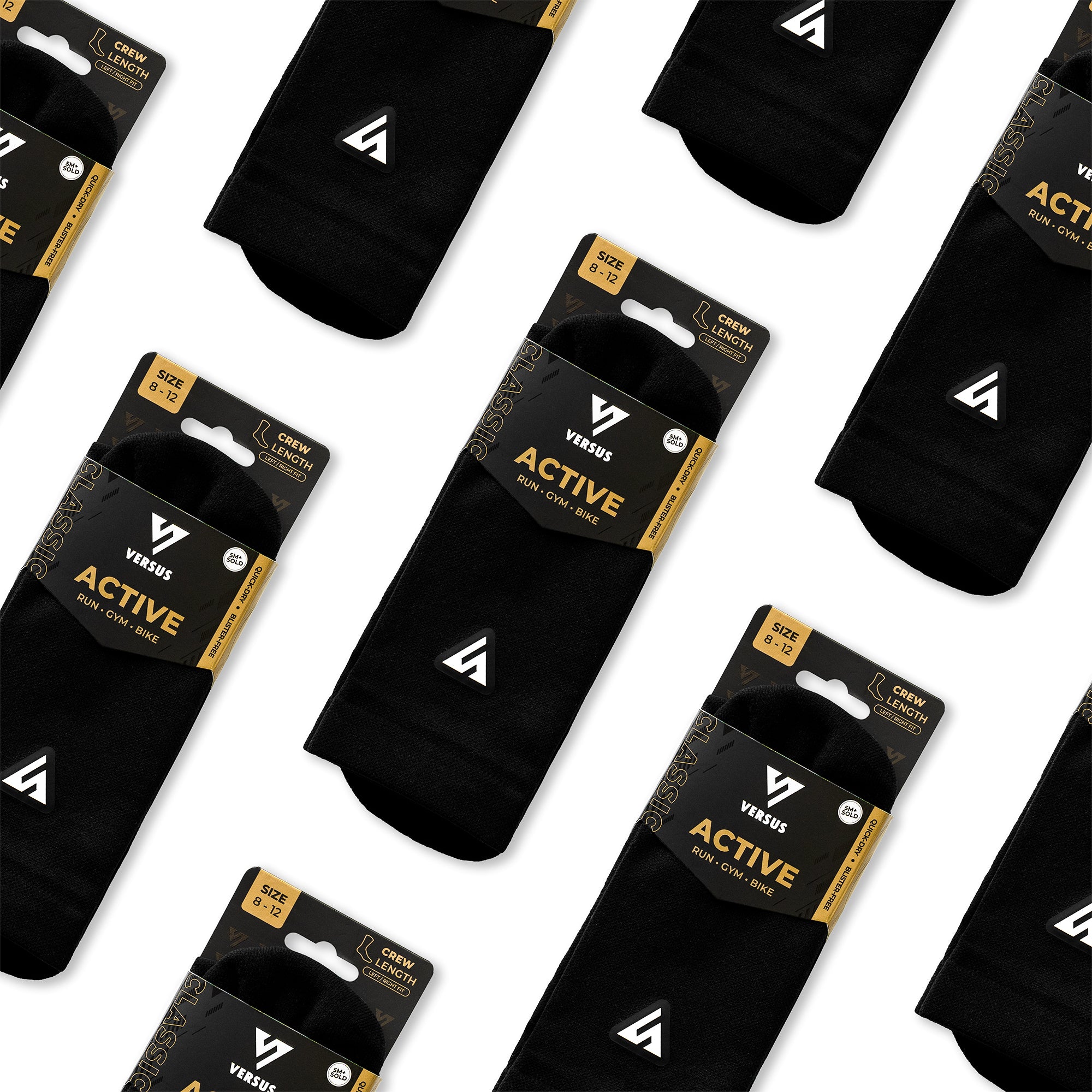 Classic Black Active Crew Tab Red Socks