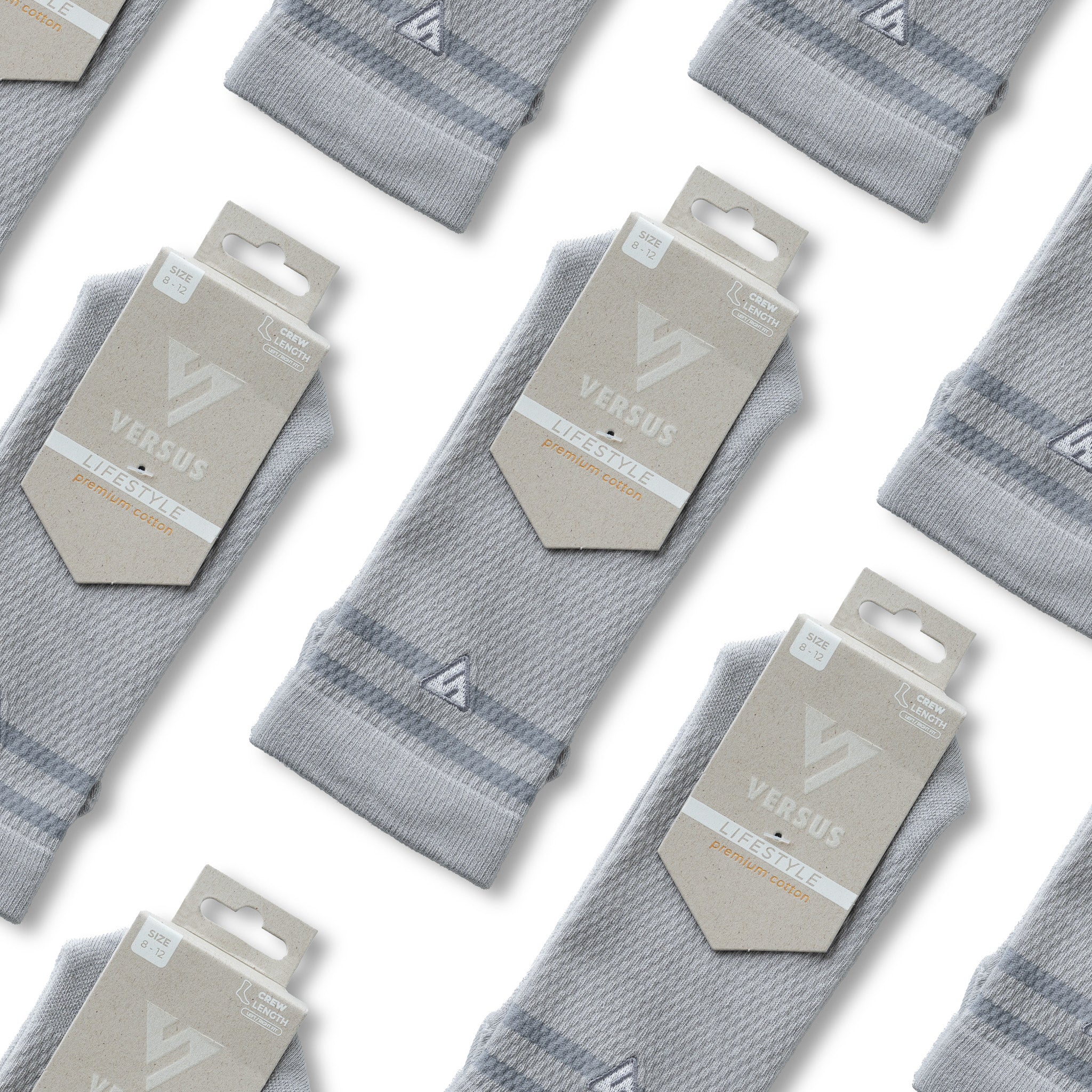 Stone Grey Lifestyle Crew Socks Bundle (4 Pack)