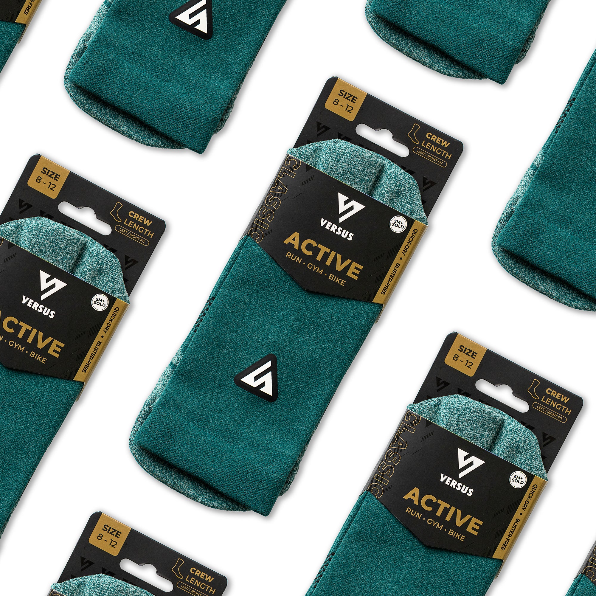 Classic Teal Active Crew Tab Socks
