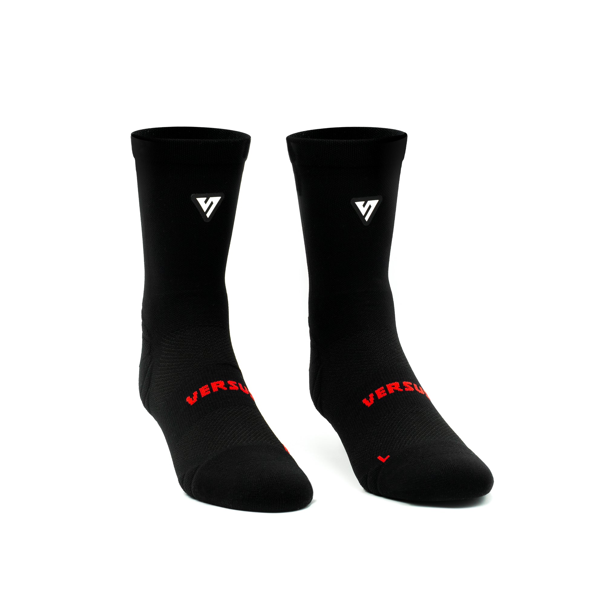 Classic Black Active Crew Tab Red Socks