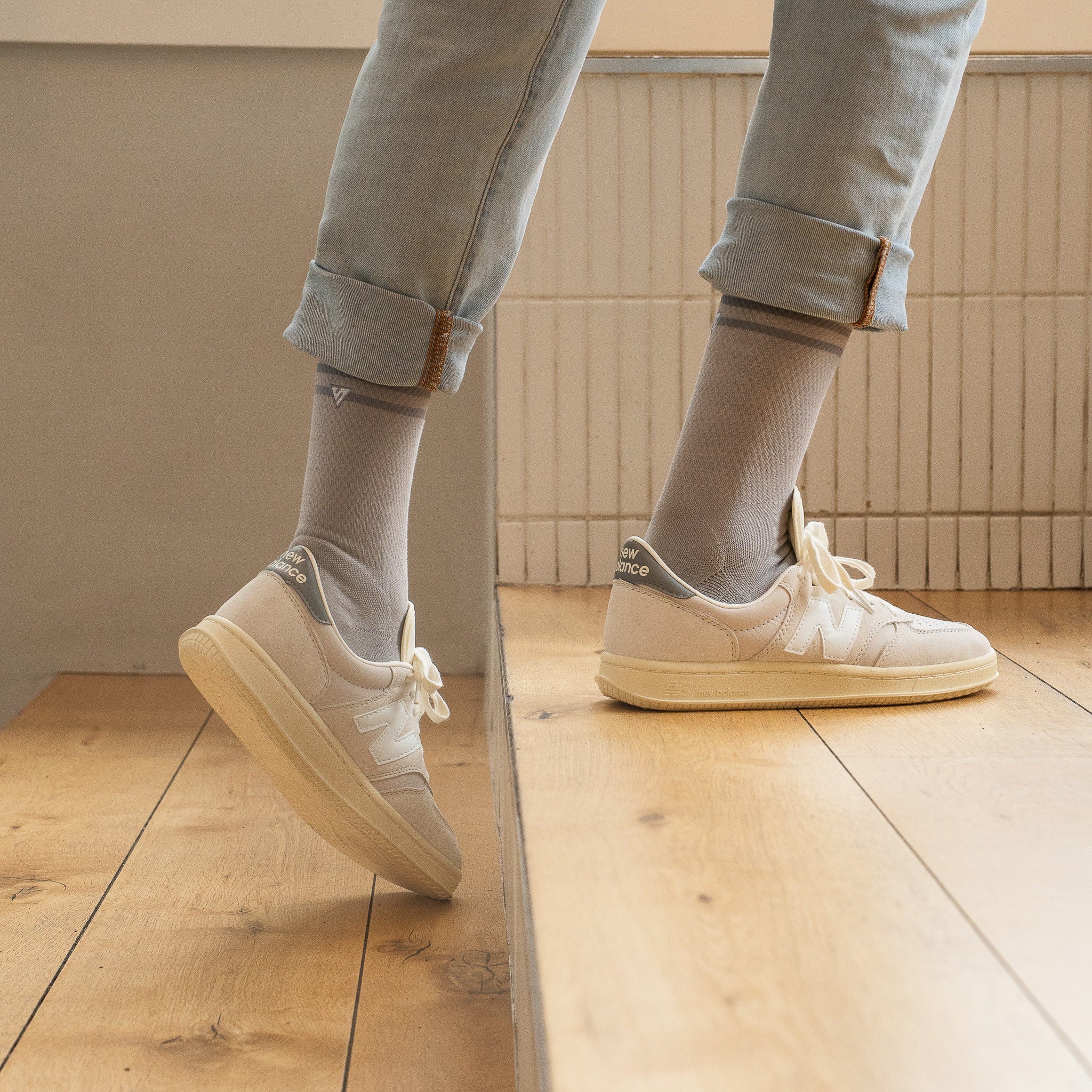 Stone Grey Lifestyle Crew Socks