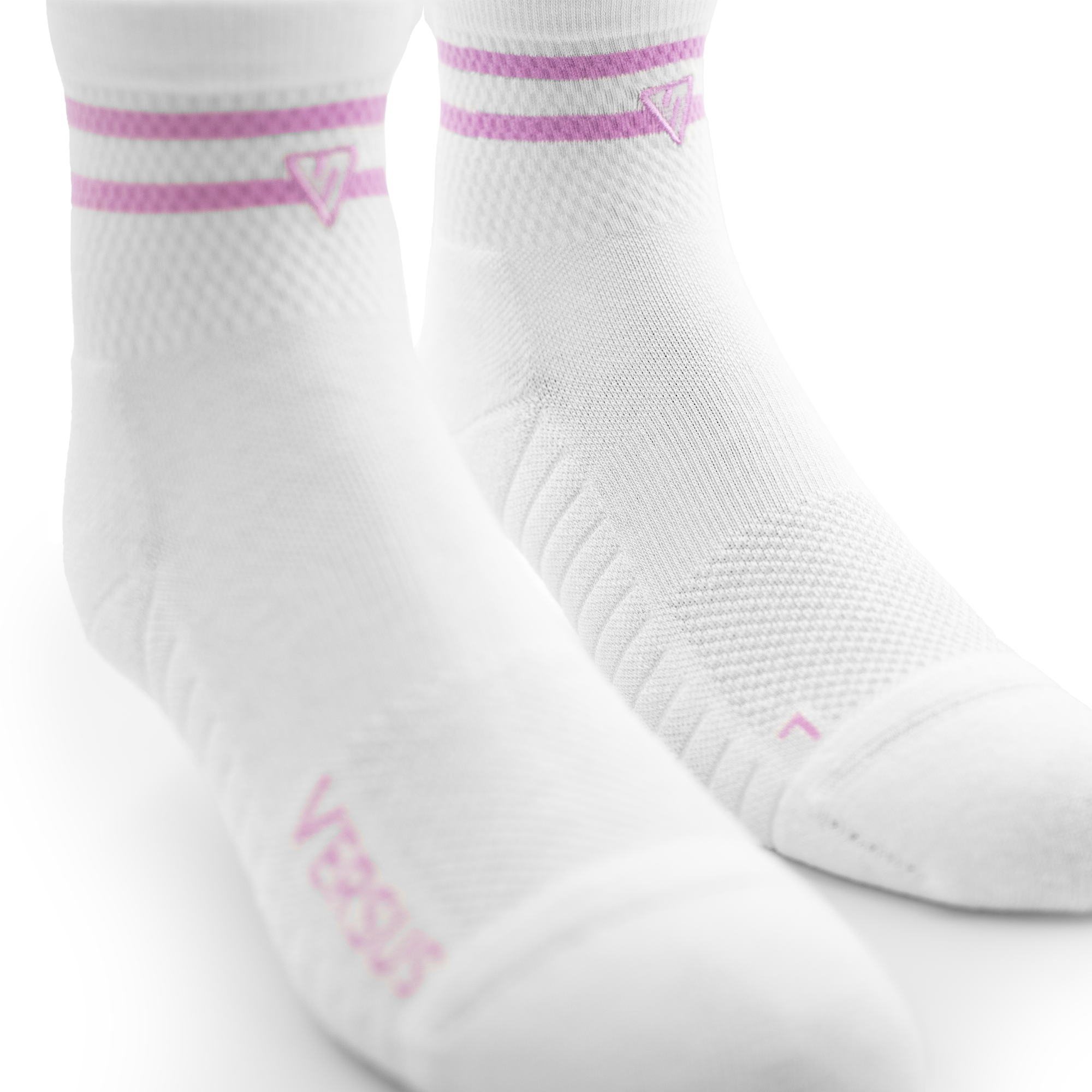 White & Pink Lifestyle Quarter Socks