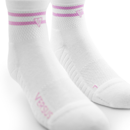 White & Pink Lifestyle Quarter Socks
