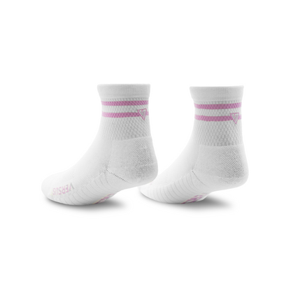 White & Pink Lifestyle Quarter Socks
