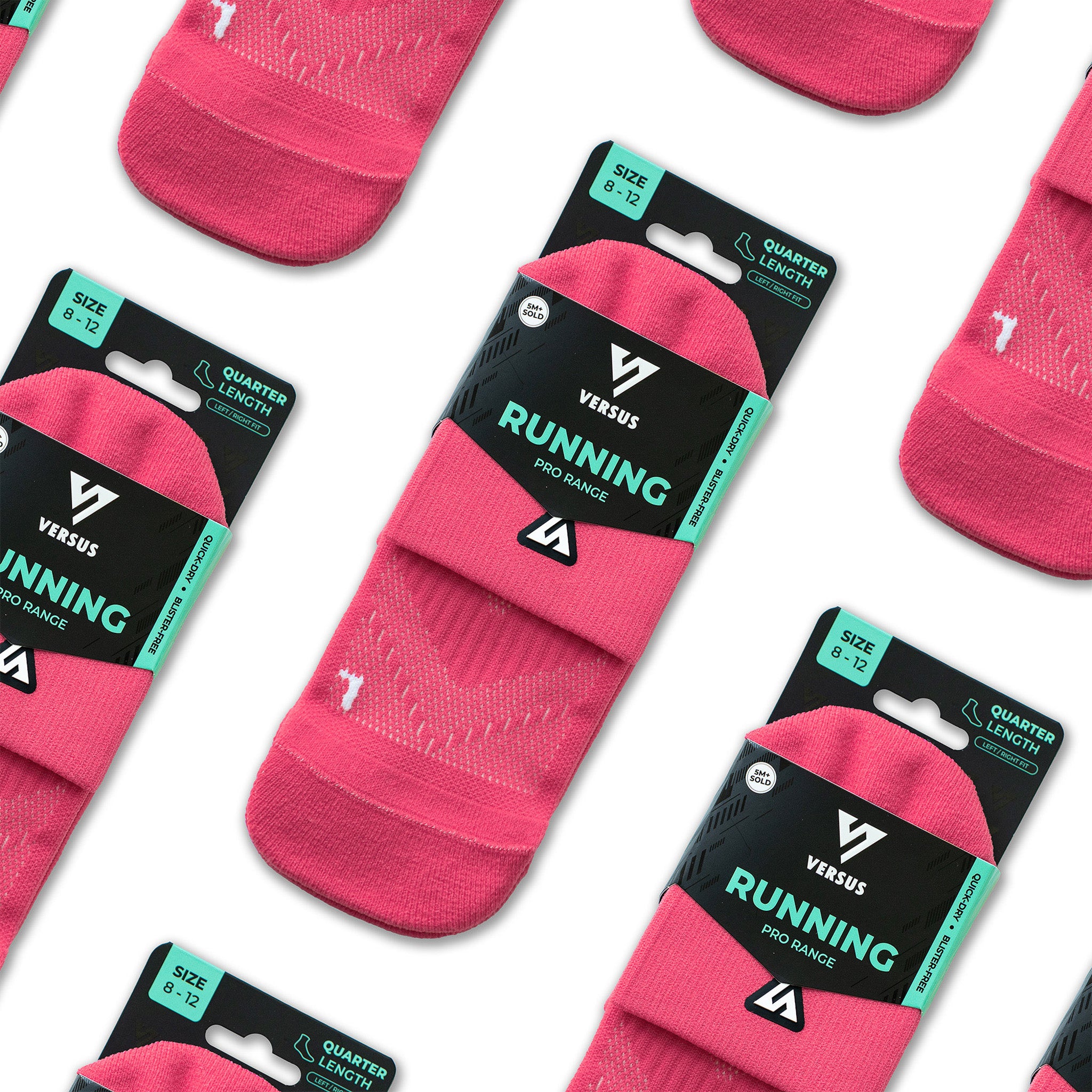 Popsicle Pink Running Quarter Socks