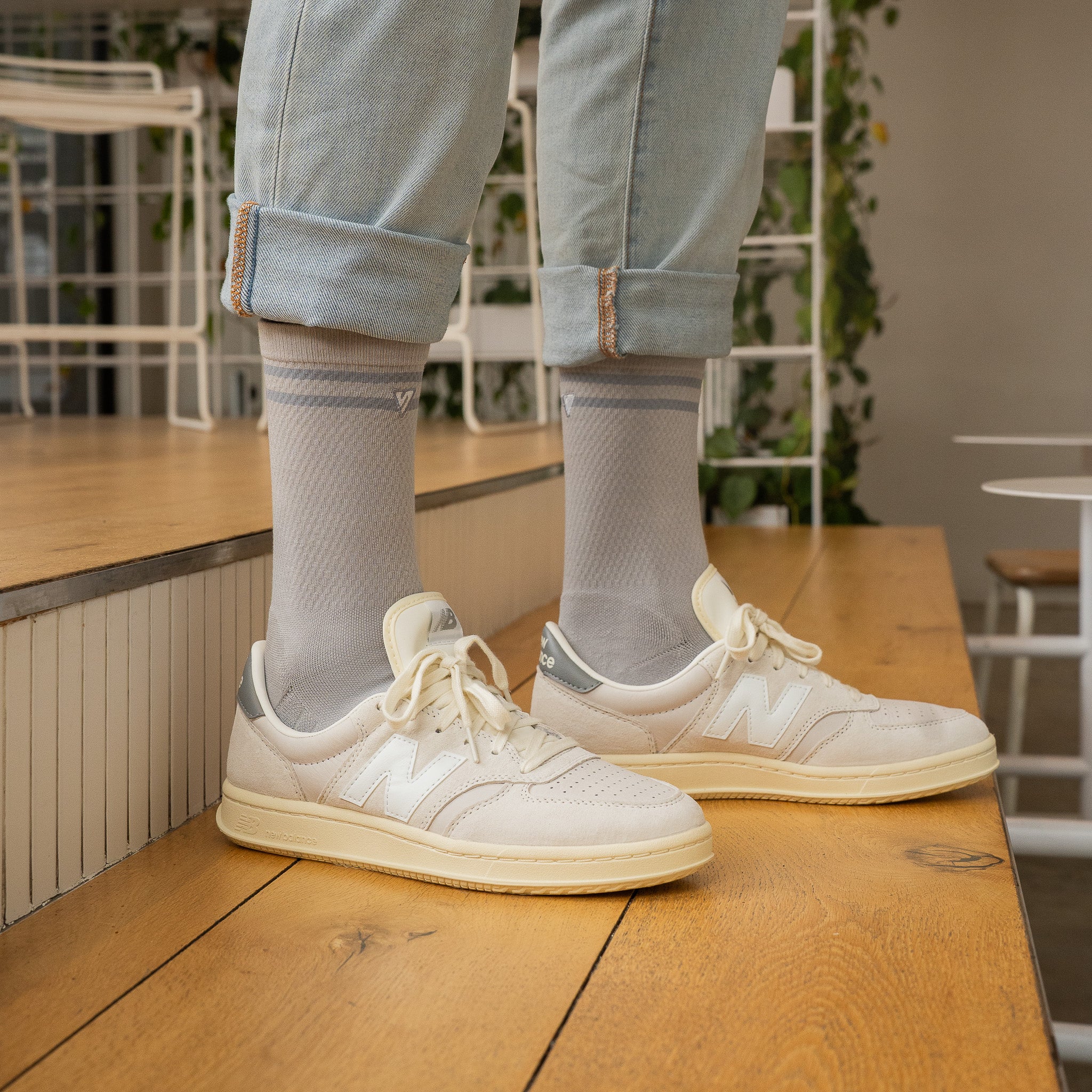 Stone Grey Lifestyle Crew Socks