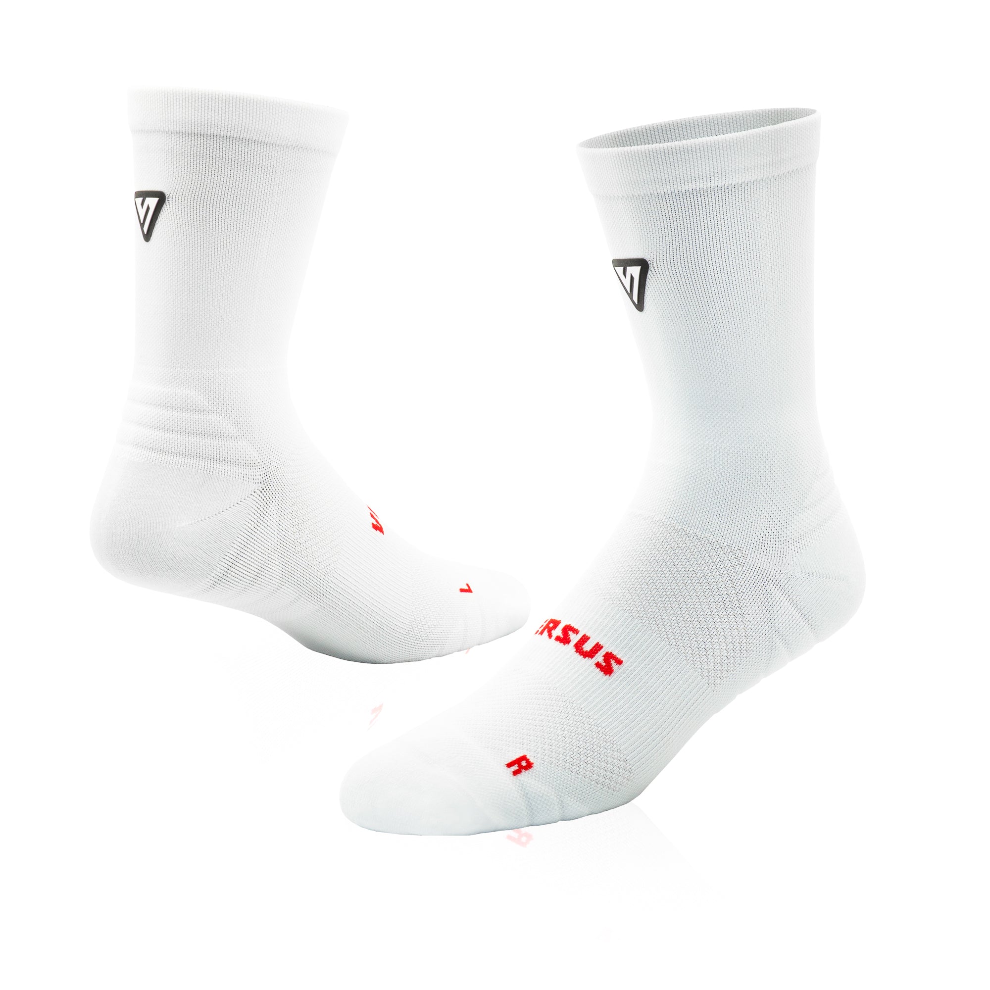 Classic White Active Crew Tab Red Socks