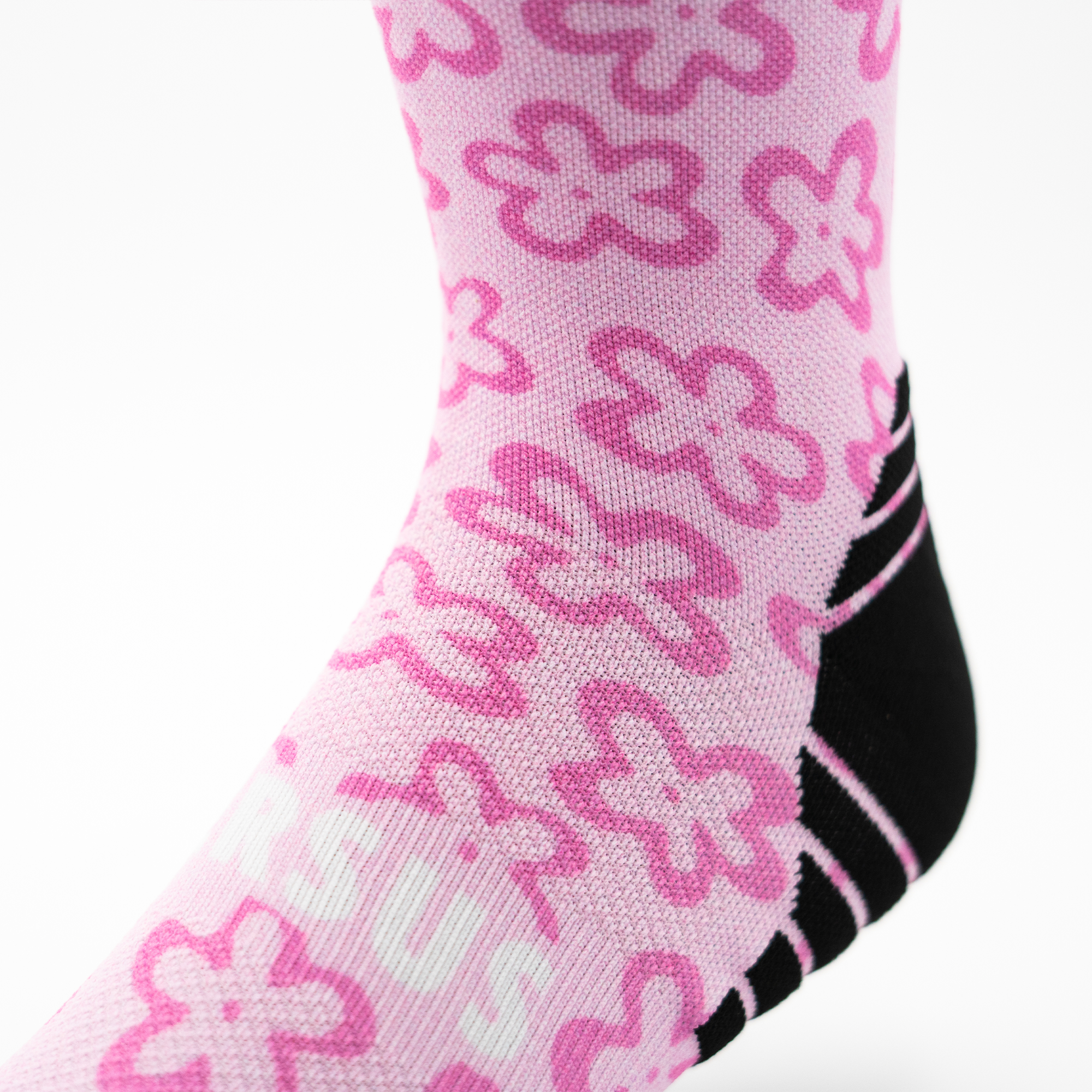 Pink Flower Power Active Crew Socks