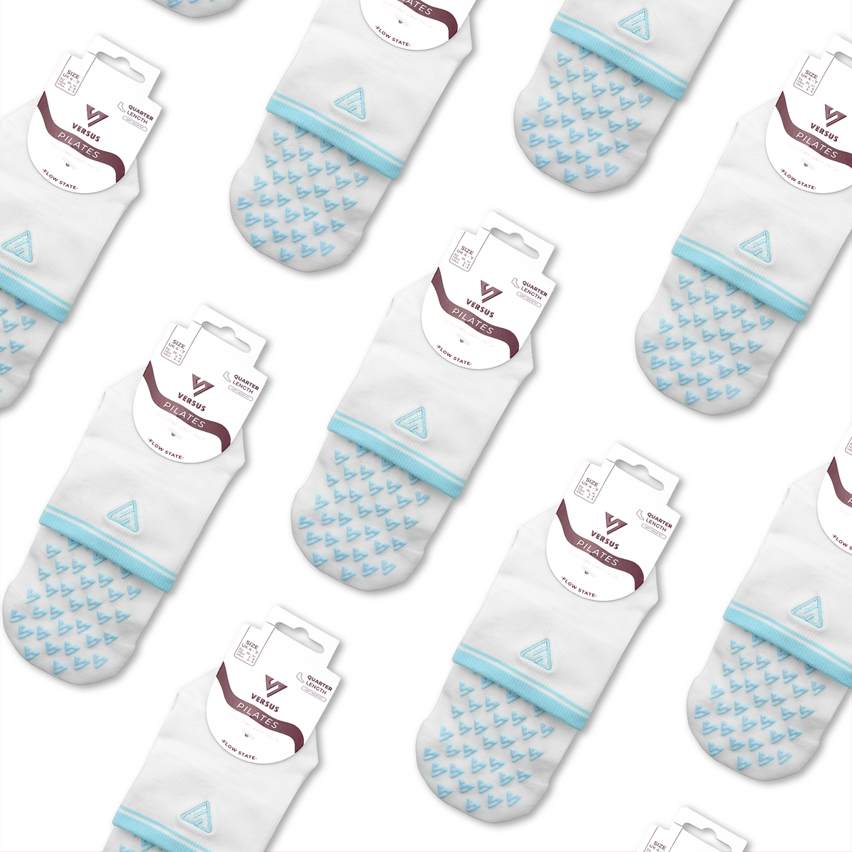 Cloud Stripe Pilates Quarter Grip Socks