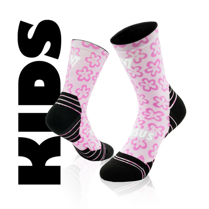 Pink Flower Power KIDS Active Crew Socks