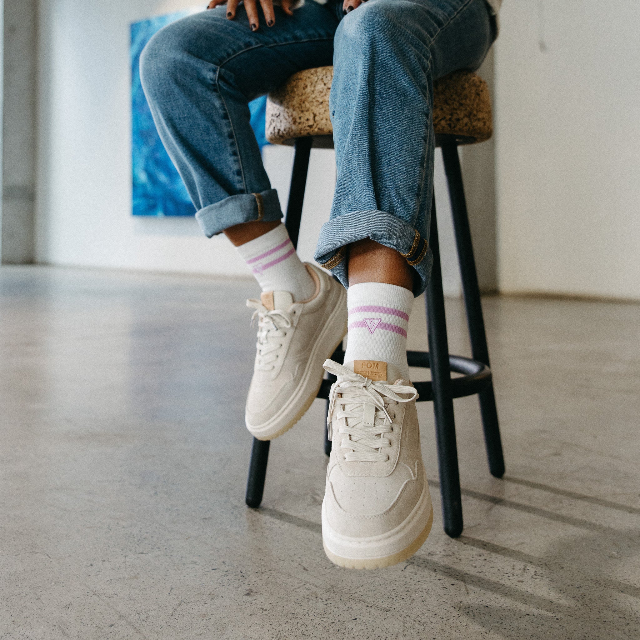 White & Pink Lifestyle Quarter Socks