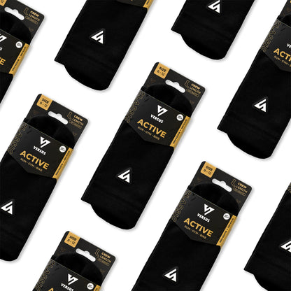 Classic Black Active Crew Tab Red Socks