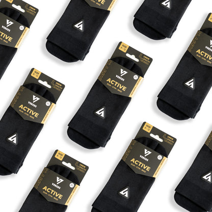 Classic Black Active Crew Tab Socks Bundle (4 Pack)