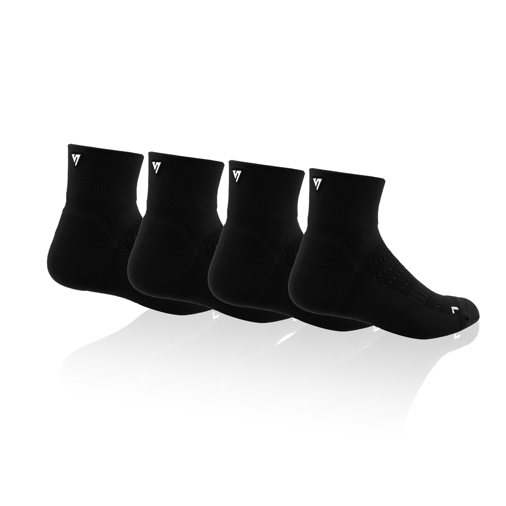 Black Running Quarter Socks Bundle (4 Pack)