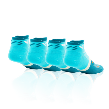 Caribbean Blue Running Ankle Socks Bundle (4 Pack)