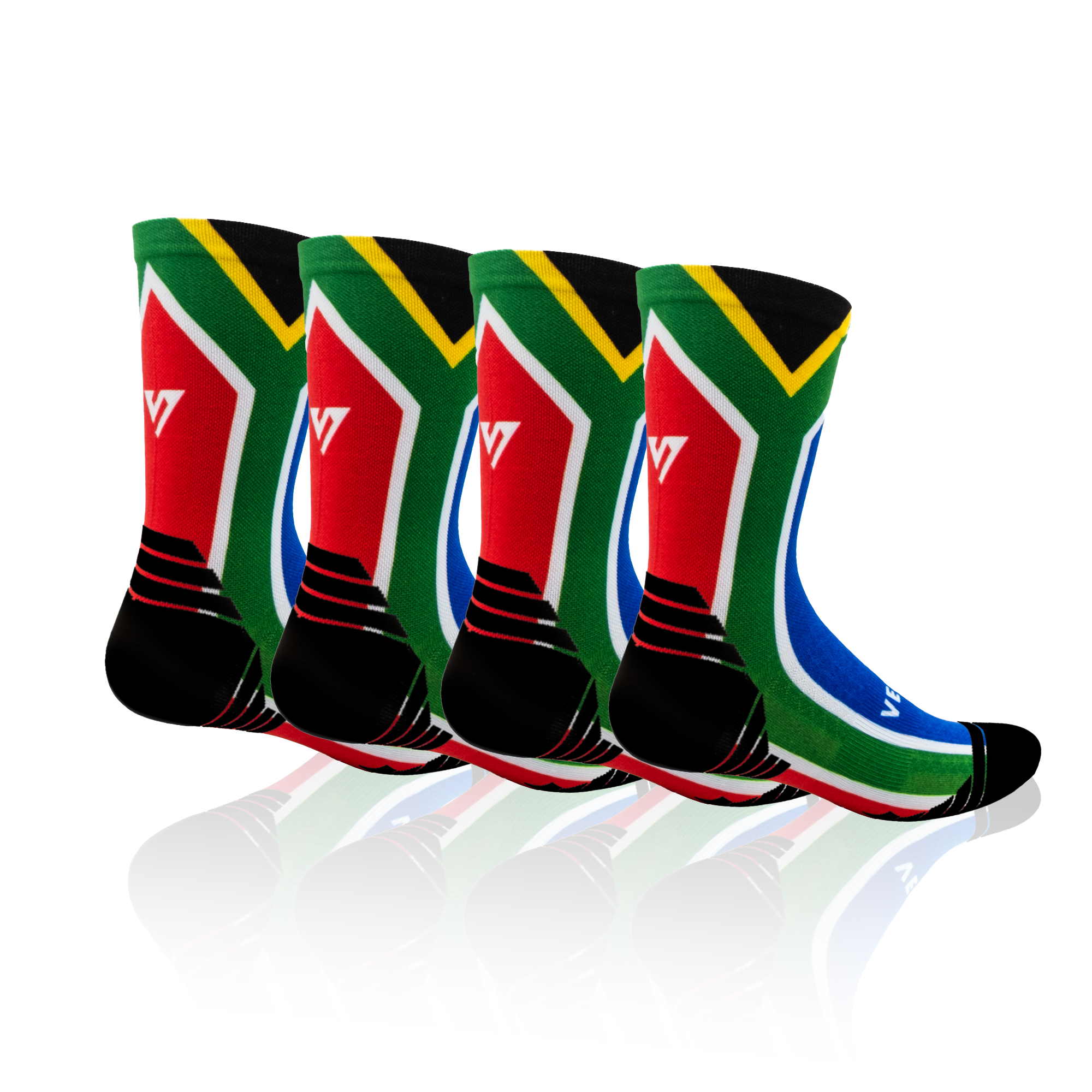 South Africa Flag Active Crew Socks Bundle (4 Pack)