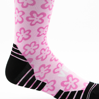 Pink Flower Power KIDS Active Crew Socks