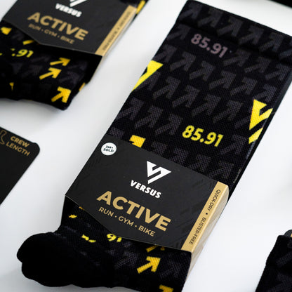 Black & Yellow 85.91 Active Crew Socks