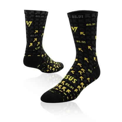 Black & Yellow 85.91 Active Crew Socks