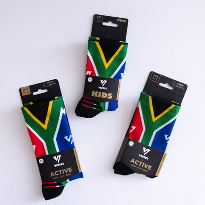 South Africa Flag KIDS Active Crew Socks