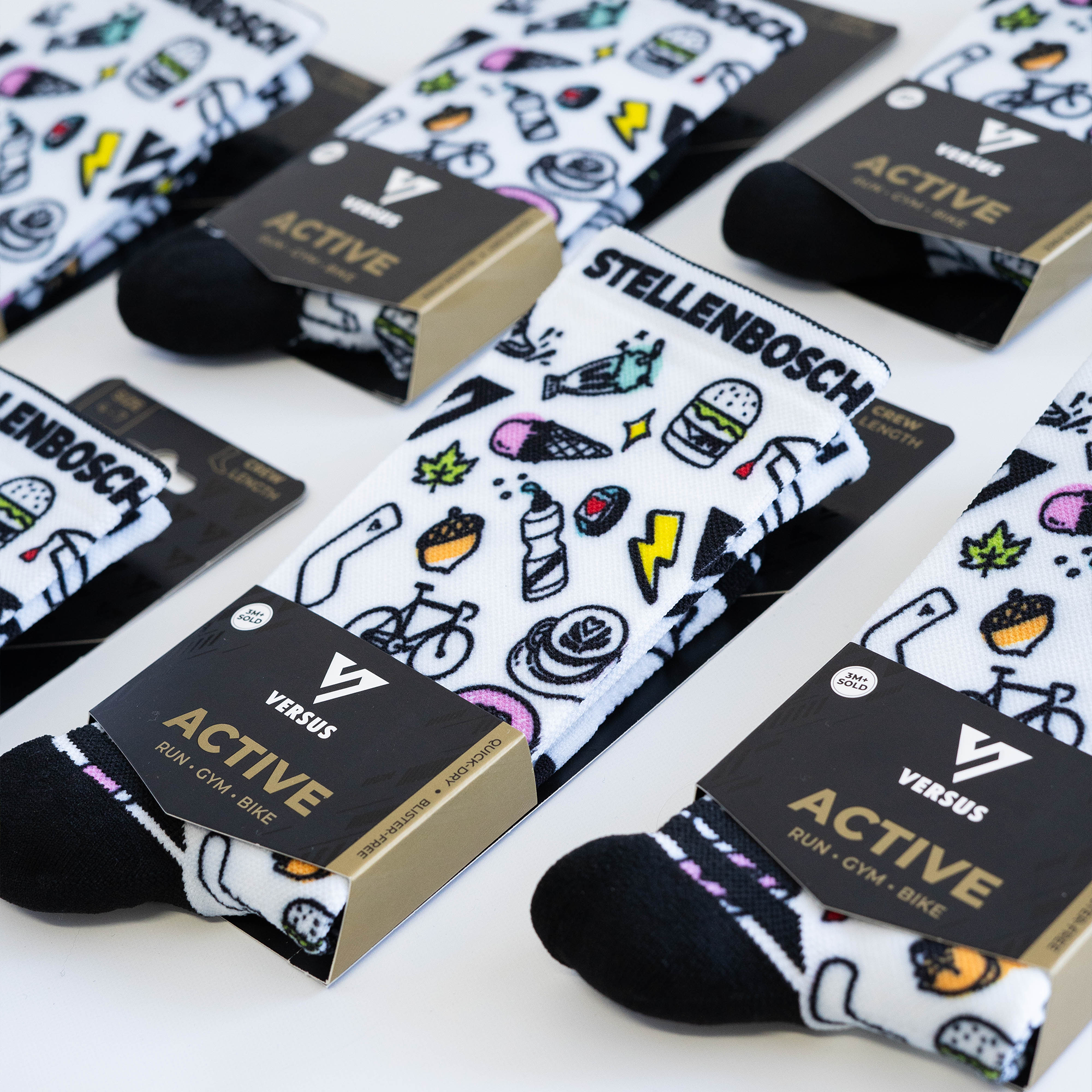 Stellenbosch Doodles Active Crew Socks