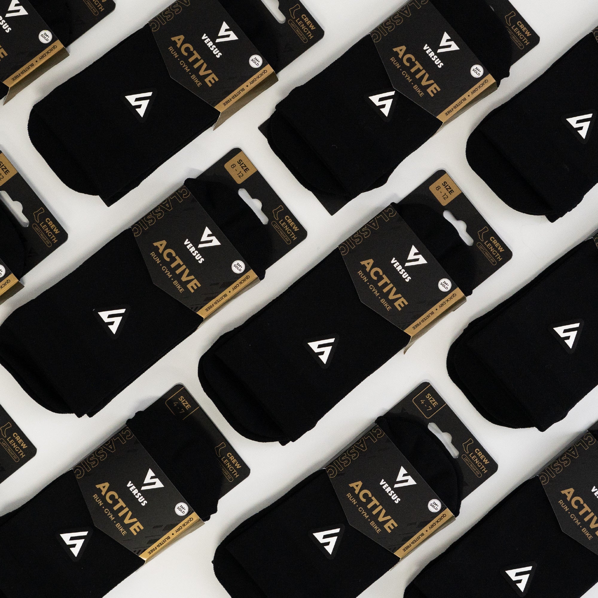 Classic Black Active Crew Tab Socks Bundle (4 Pack)