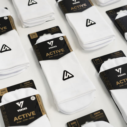 Classic White Active Crew Tab Socks Bundle (4 Pack)