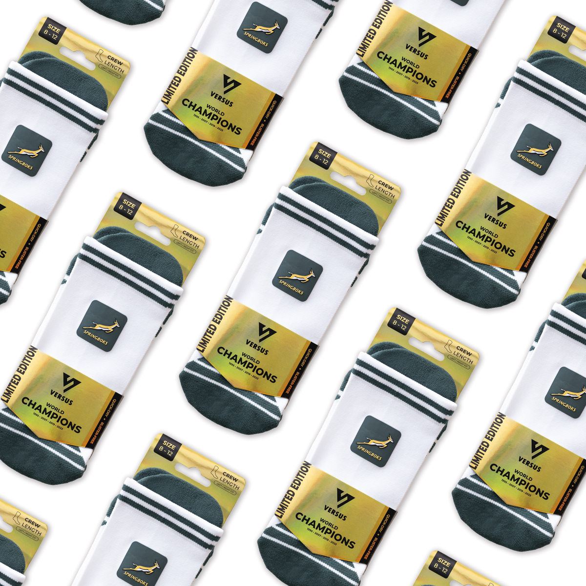 Springboks White Active Crew Tab Socks