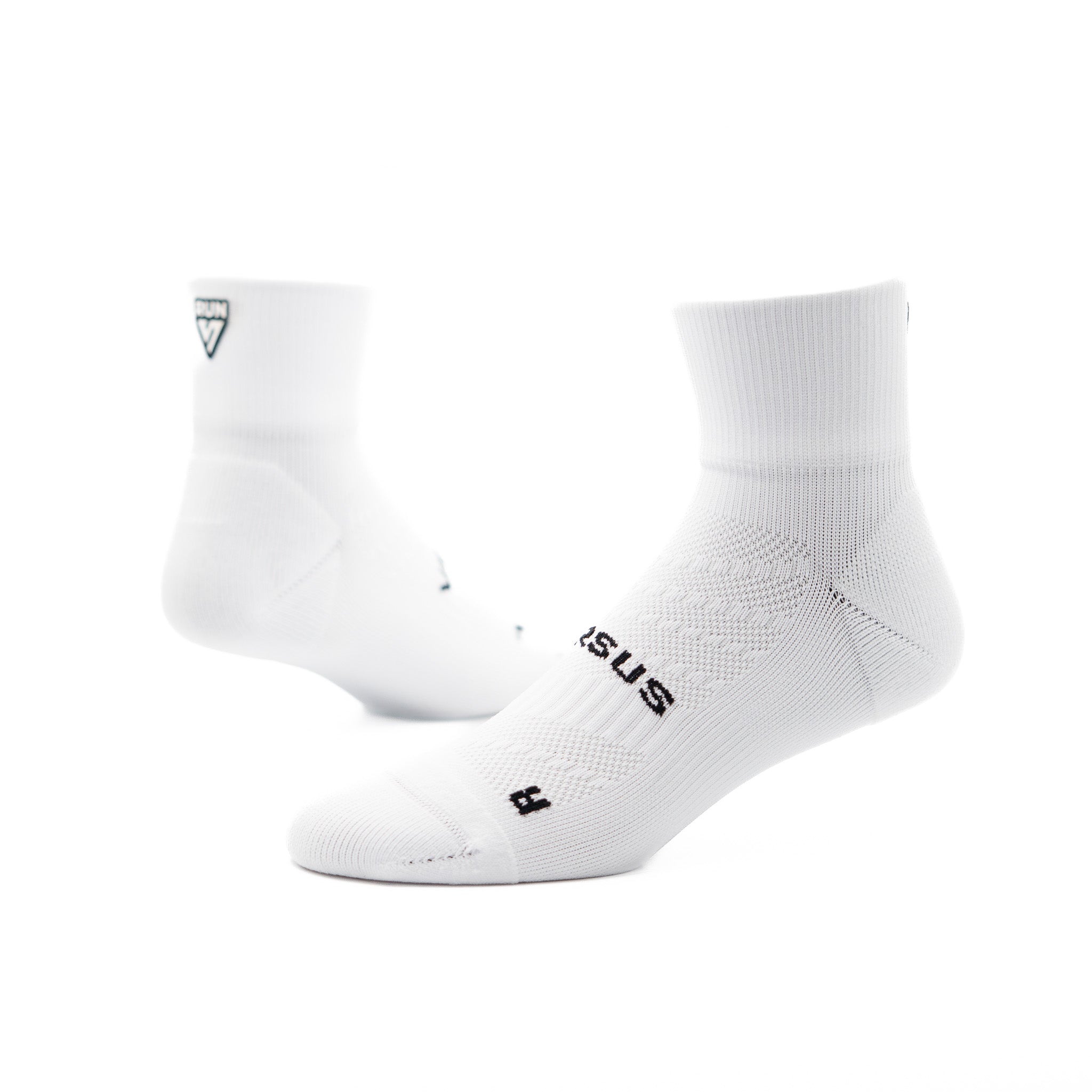 White RUN Running Quarter Socks