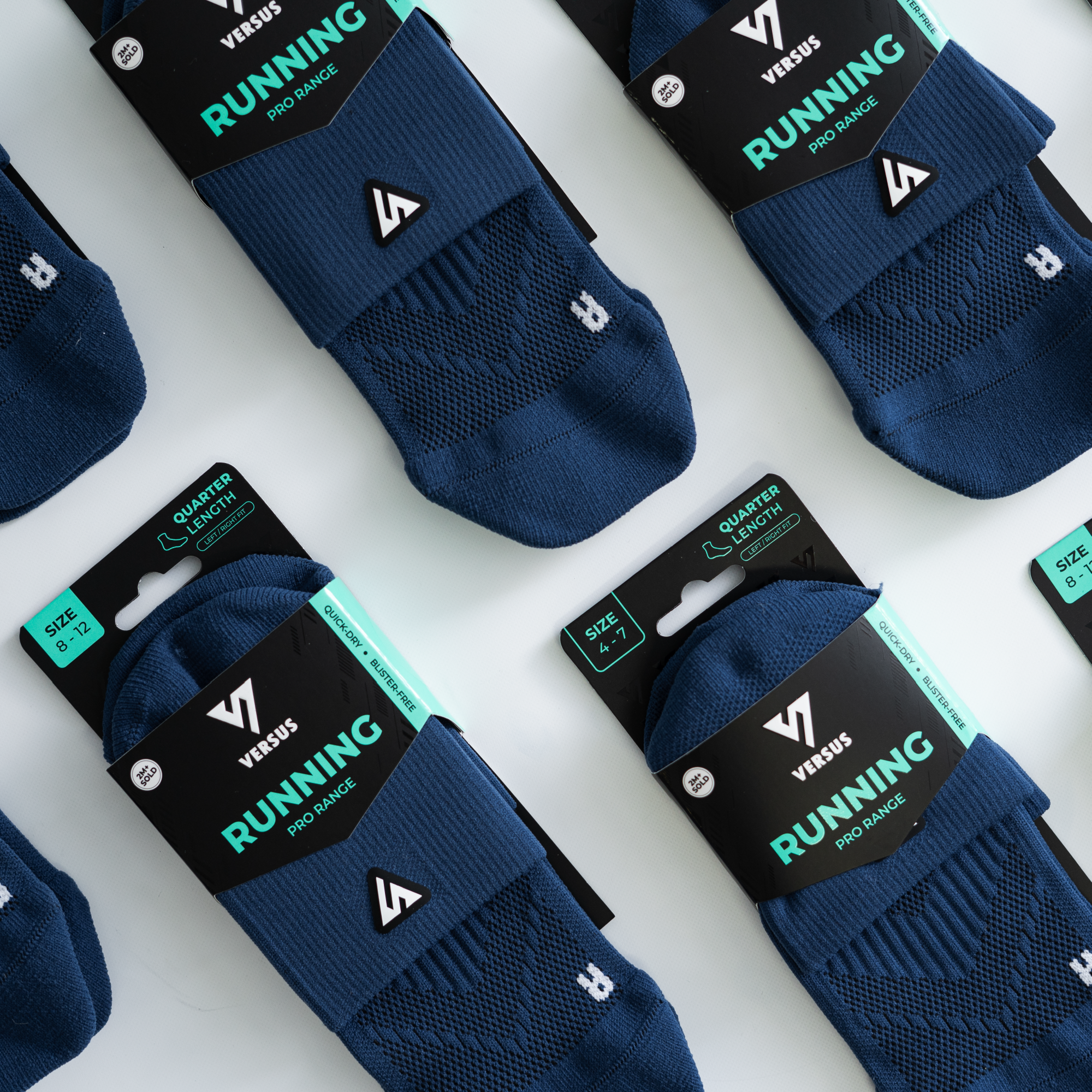 Space Blue Running Quarter Socks